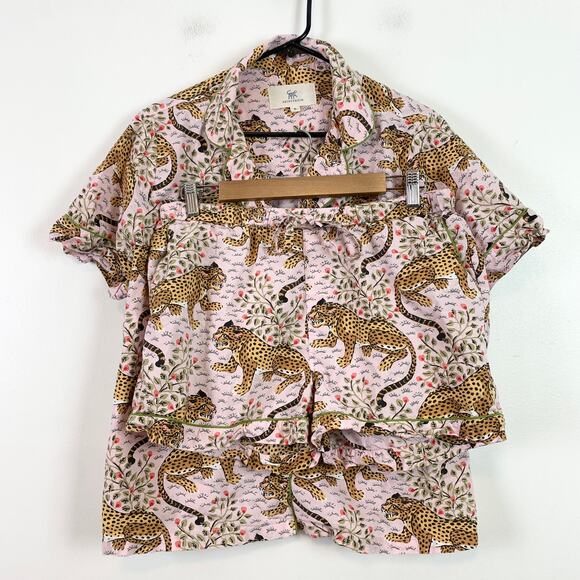 Printfresh Leopard Print Pajama Set in White and Brown - Picture 4 of 11